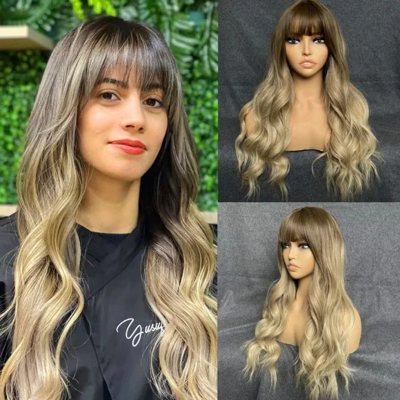 Accessories | Human Hair Blend Dark Brown To Ash Blonde Wig  display picture 2